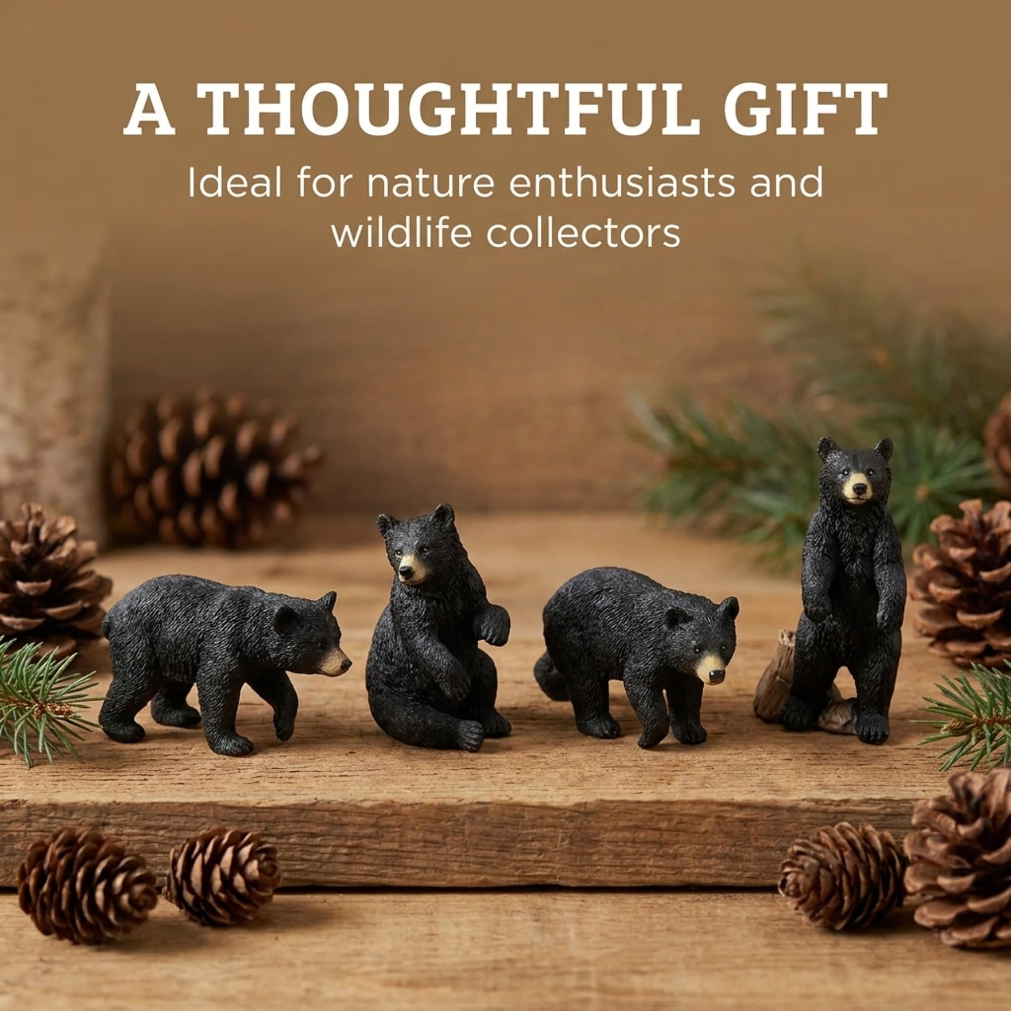 The Bridge Collection Mini Black Bear Figurines, Set of 4 Tabletop